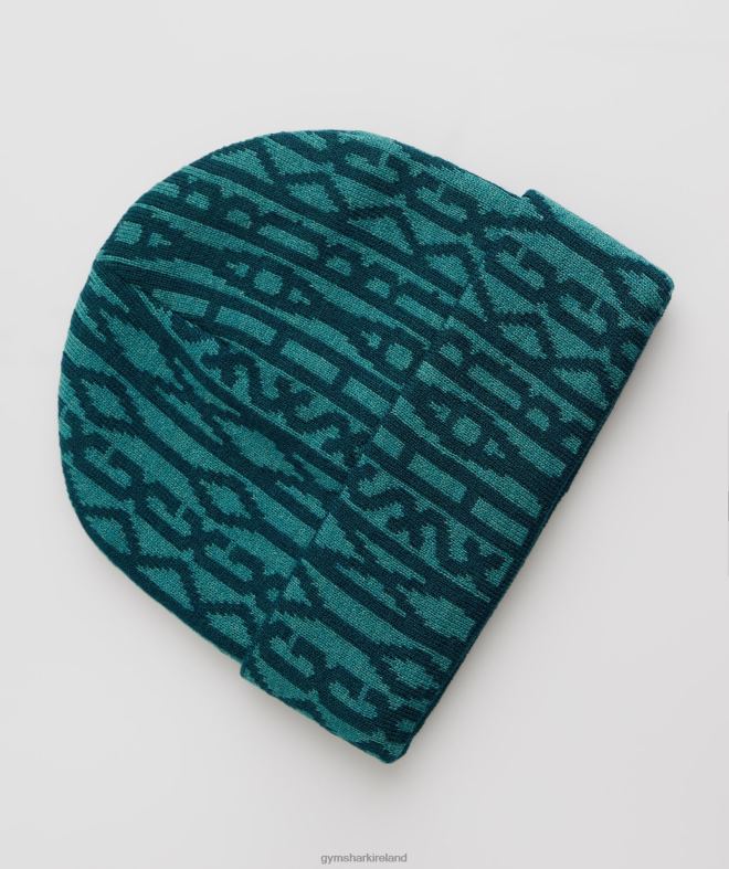 Unisex Reversable Jacquard Beanie 8004D1144 Gymshark Winter Teal/Slate Blue