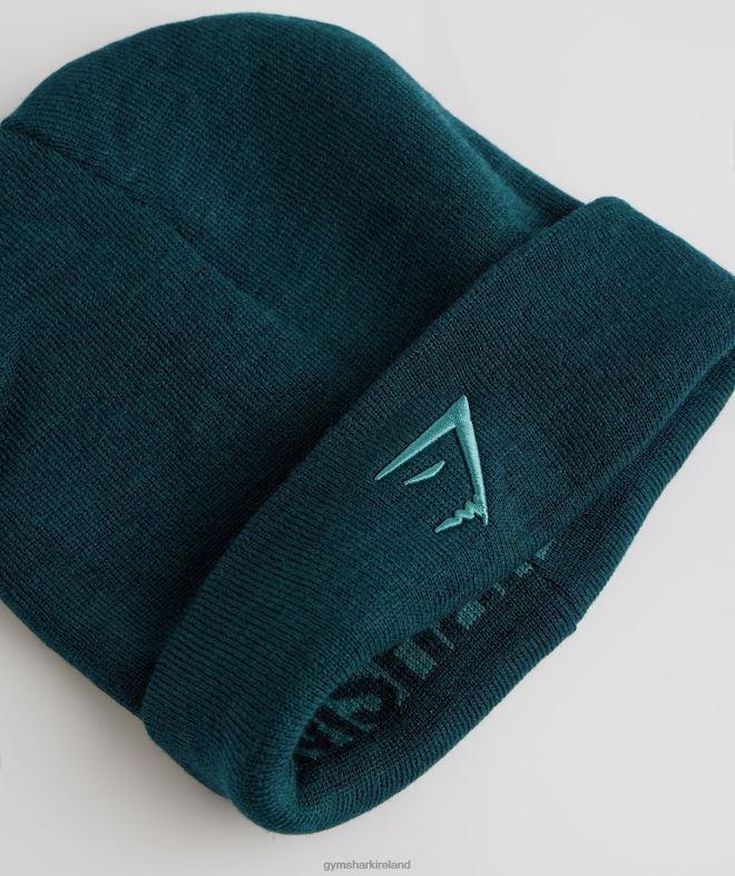Unisex Reversable Jacquard Beanie 8004D1144 Gymshark Winter Teal/Slate Blue