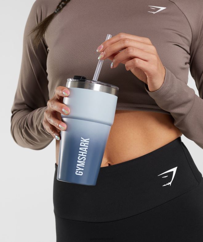 Unisex Insulated Straw Cup 8004D1117 Gymshark River Stone Grey/Evening Blue