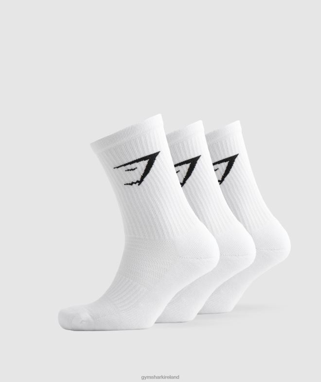 Unisex Crew Socks 3pk 8004D1095 Gymshark White