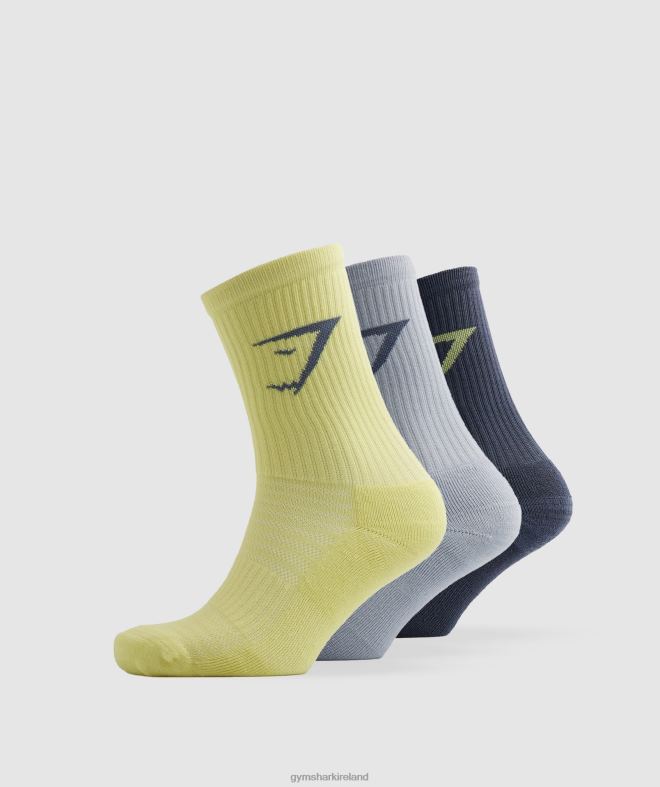 Unisex Crew Socks 3pk 8004D1099 Gymshark Green/Grey/Blue