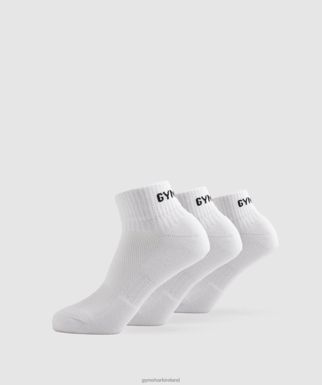 Unisex GS Jacquared Quarter Socks 3pk 8004D1104 Gymshark White