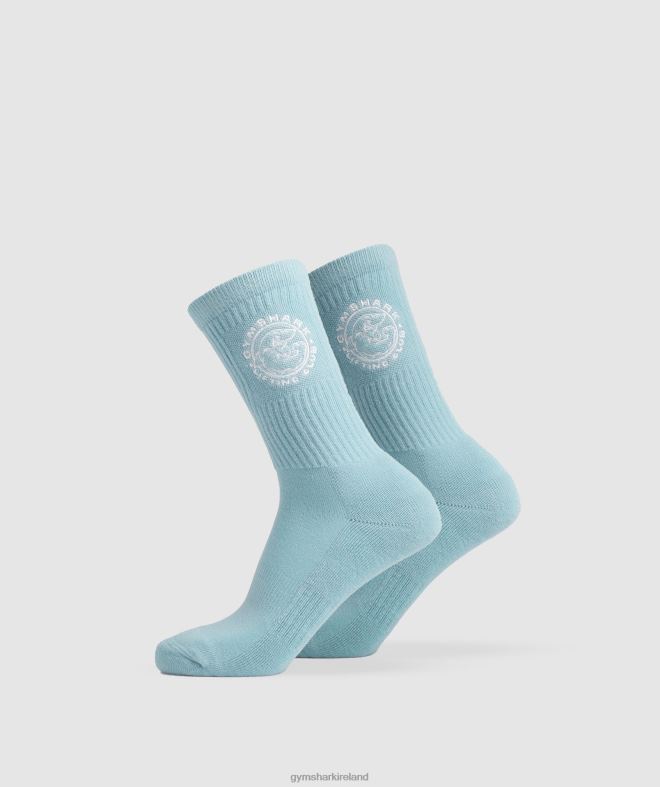 Unisex Legacy Crew Socks 2pk 8004D1088 Gymshark Iceberg Blue/White