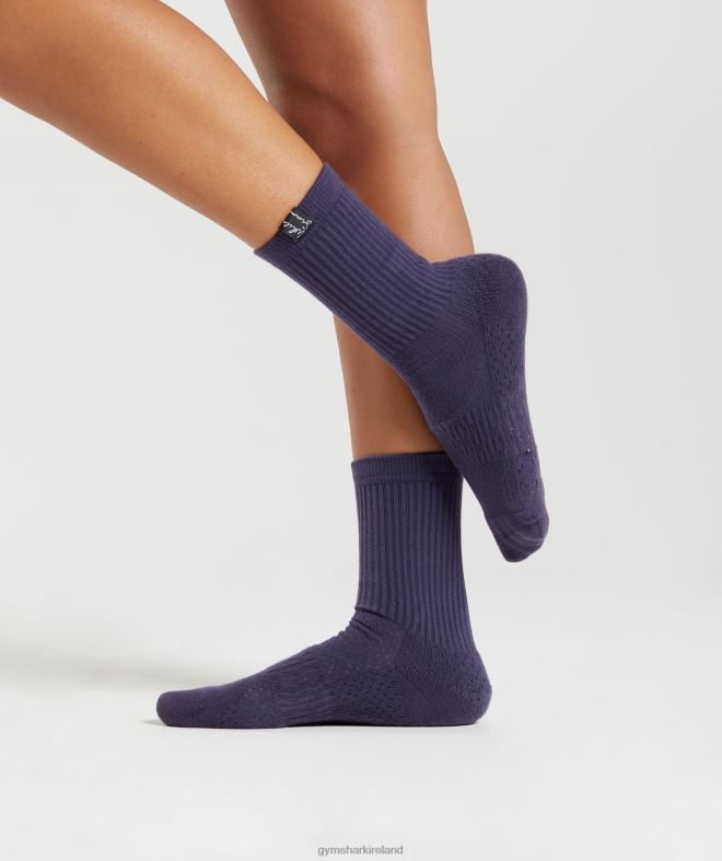 Unisex Whitney Tab Crew Socks 1pk 8004D1096 Gymshark Indigo Navy