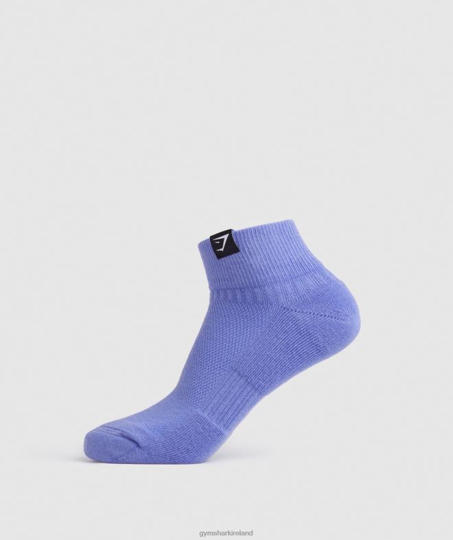 Unisex Woven Tab Quarter Socks 3pk 8004D1107 Gymshark Fuchsia/Blue/Grape Blue
