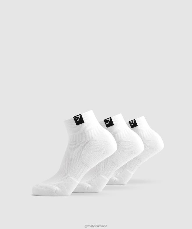 Unisex Woven Tab Sneaker Socks 3pk 8004D1102 Gymshark White