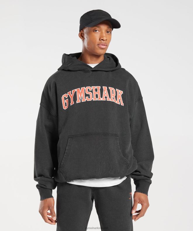 Men Collegiate Hoodie 8004D877 Gymshark Black/Acid Wash