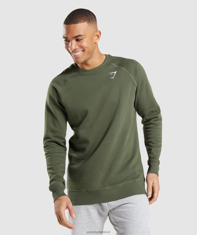 Men Crest Sweatshirt 8004D795 Gymshark Core Olive