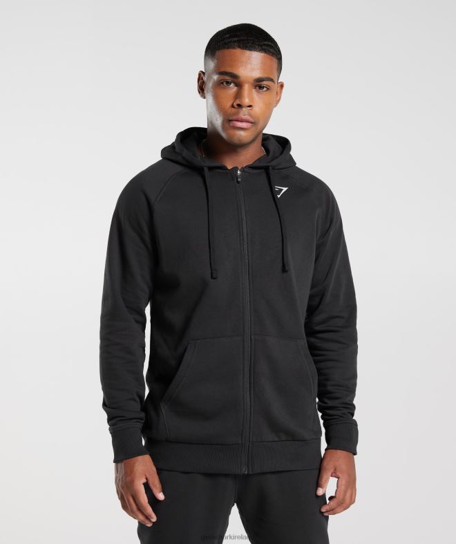 Men Crest Zip Up Hoodie 8004D786 Gymshark Black