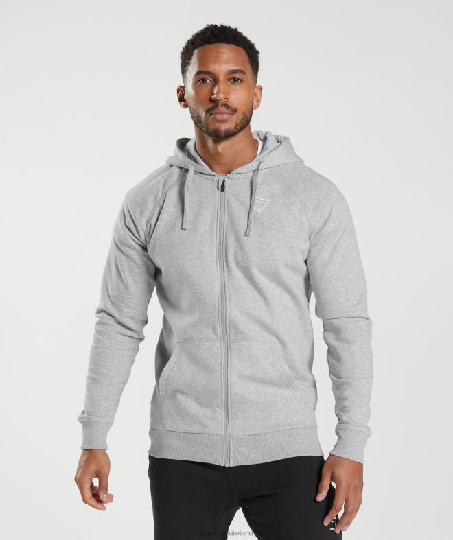 Men Crest Zip Up Hoodie 8004D794 Gymshark Light Grey Marl
