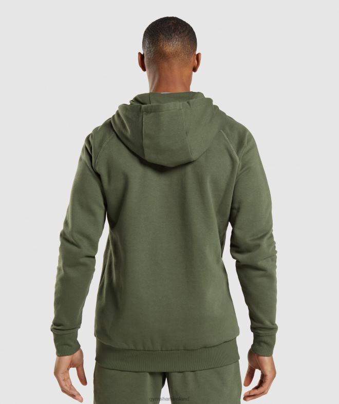 Men Crest Zip Up Hoodie 8004D821 Gymshark Core Olive