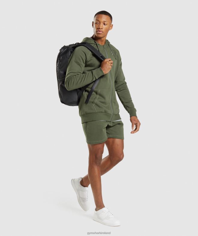 Men Crest Zip Up Hoodie 8004D821 Gymshark Core Olive