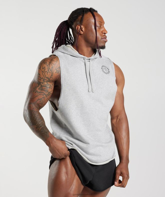Men Legacy Drop Arm Hoodie 8004D853 Gymshark Light Grey Marl