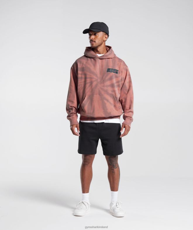 Men Rest Day Hoodie 8004D798 Gymshark Terracotta Pink/Dusty Maroon/Spiral Optic Wash