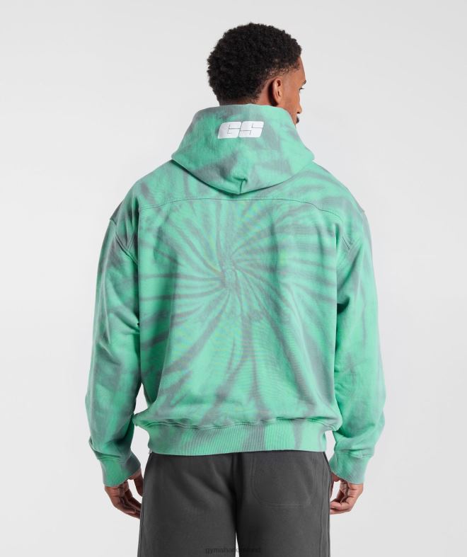 Men Rest Day Hoodie 8004D799 Gymshark Oxidized Green/Silhouette Grey/Spiral Optic Wash