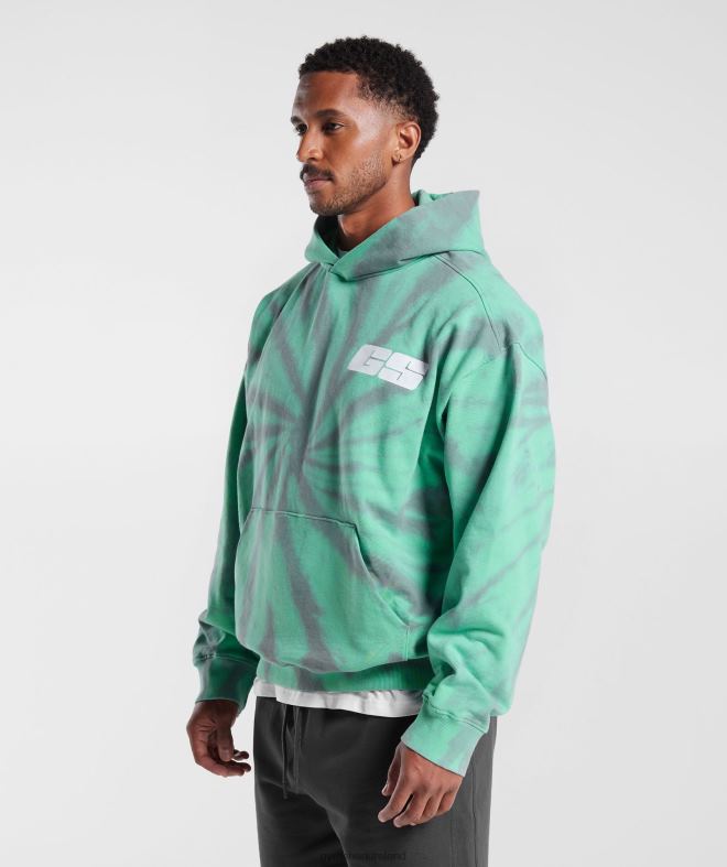 Men Rest Day Hoodie 8004D799 Gymshark Oxidized Green/Silhouette Grey/Spiral Optic Wash