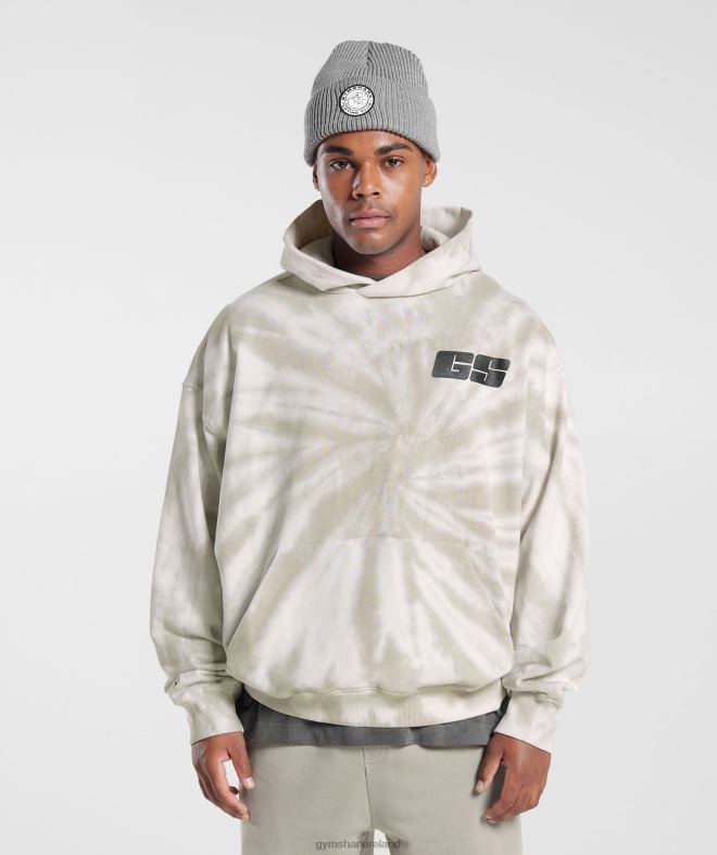 Men Rest Day Hoodie 8004D802 Gymshark White/Mushroom Brown/Spiral Optic Wash