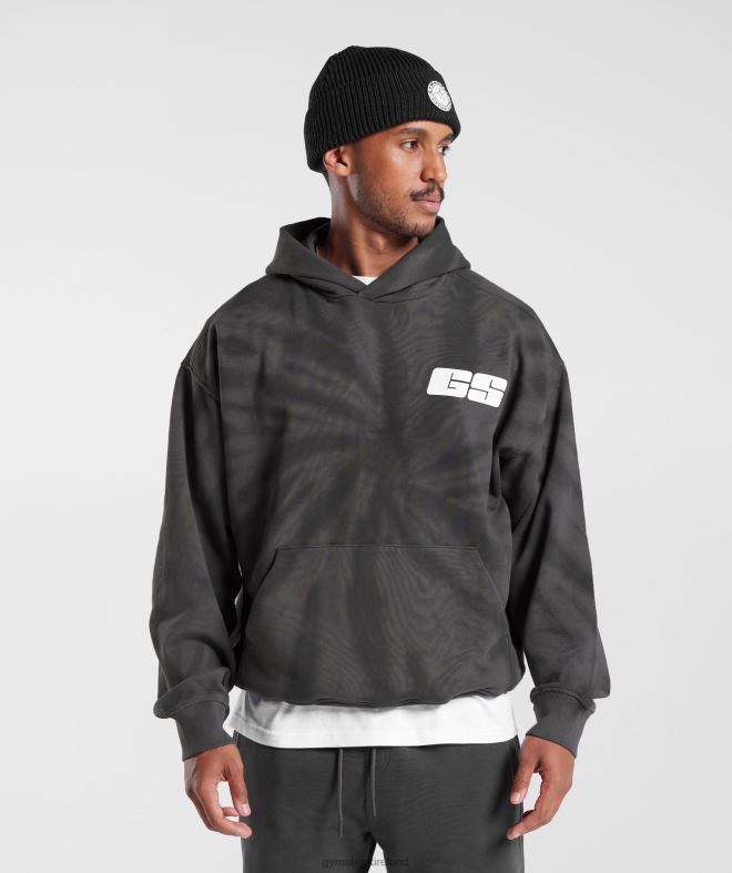 Men Rest Day Hoodie 8004D803 Gymshark Silhouette Grey/Black/Spiral Optic Wash