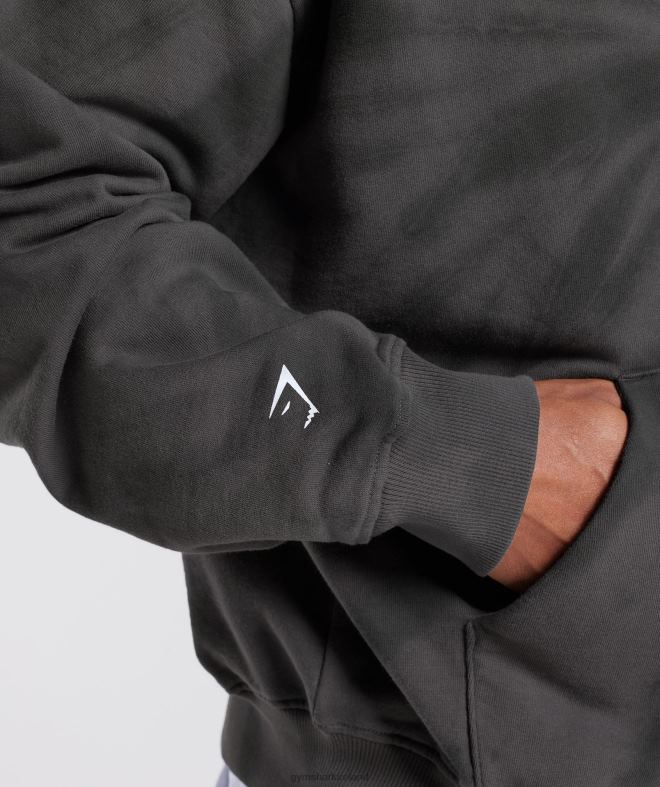 Men Rest Day Hoodie 8004D803 Gymshark Silhouette Grey/Black/Spiral Optic Wash