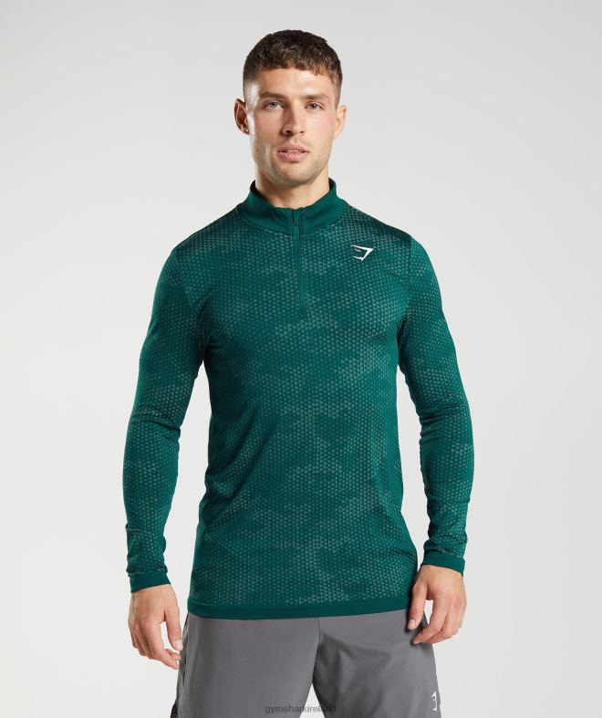 Men Sport Seamless 1/4 Zip 8004D807 Gymshark Woodland Green/Hoya Green