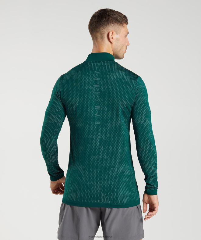 Men Sport Seamless 1/4 Zip 8004D807 Gymshark Woodland Green/Hoya Green