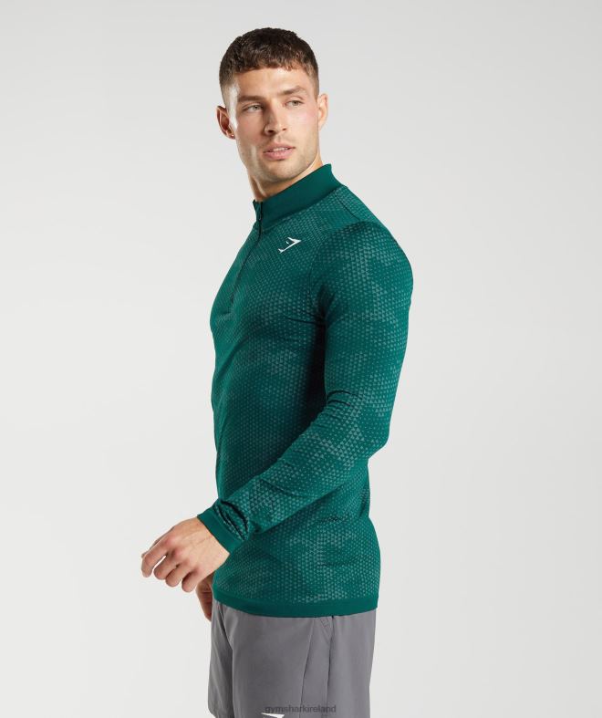 Men Sport Seamless 1/4 Zip 8004D807 Gymshark Woodland Green/Hoya Green