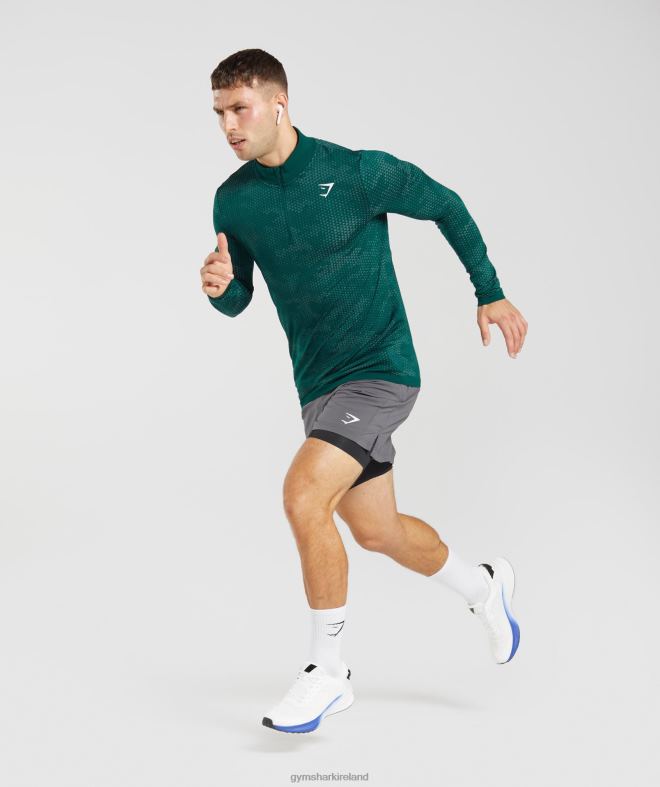 Men Sport Seamless 1/4 Zip 8004D807 Gymshark Woodland Green/Hoya Green
