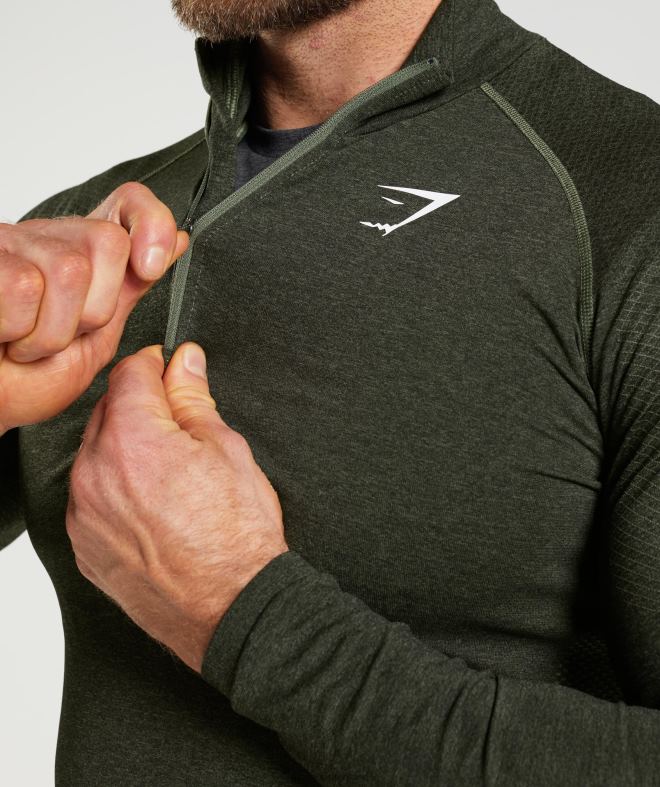 Men Vital 1/4 Zip 8004D811 Gymshark Core Olive/Black