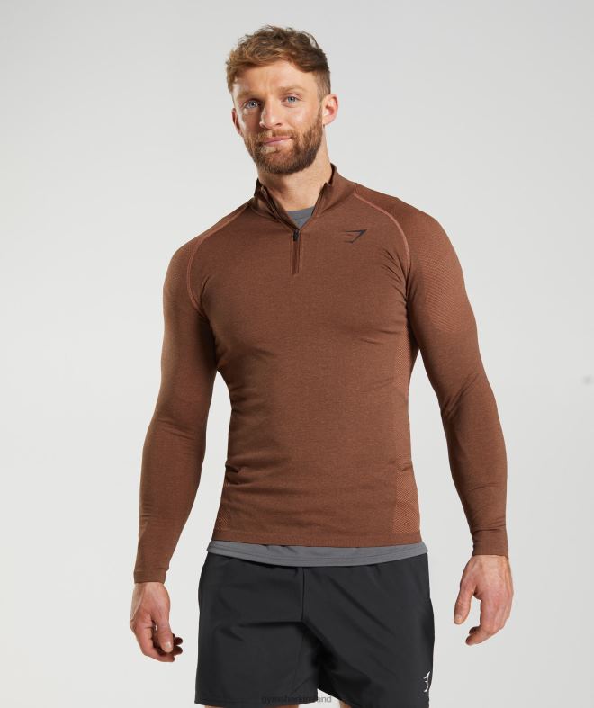 Men Vital 1/4 Zip 8004D826 Gymshark Persimmon Red/Truffle Brown