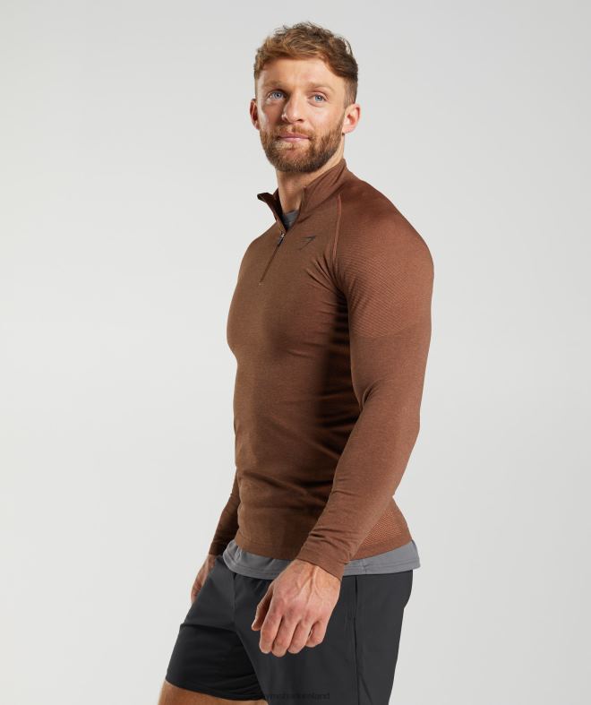 Men Vital 1/4 Zip 8004D826 Gymshark Persimmon Red/Truffle Brown