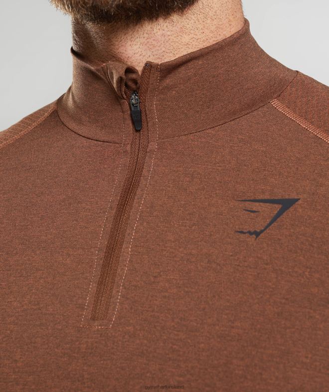 Men Vital 1/4 Zip 8004D826 Gymshark Persimmon Red/Truffle Brown