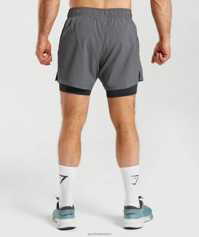 Men Sport 5 2 In 1 Shorts 8004D551 Gymshark Silhouette Grey/Black