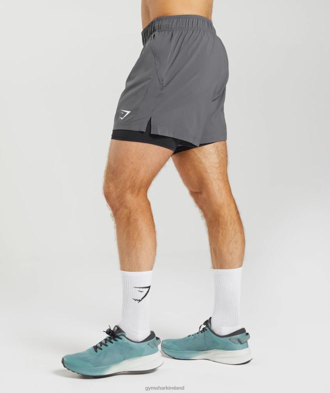 Men Sport 5 2 In 1 Shorts 8004D551 Gymshark Silhouette Grey/Black