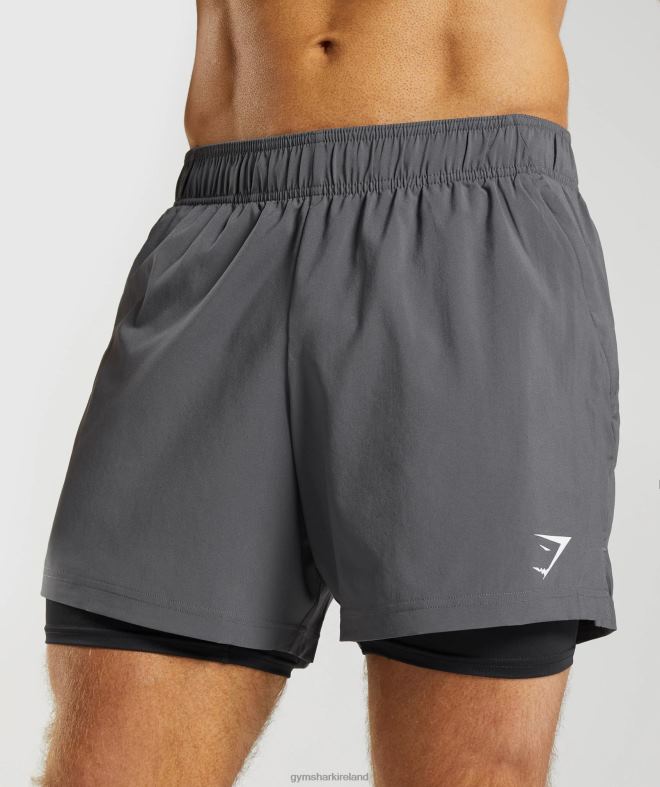 Men Sport 5 2 In 1 Shorts 8004D551 Gymshark Silhouette Grey/Black