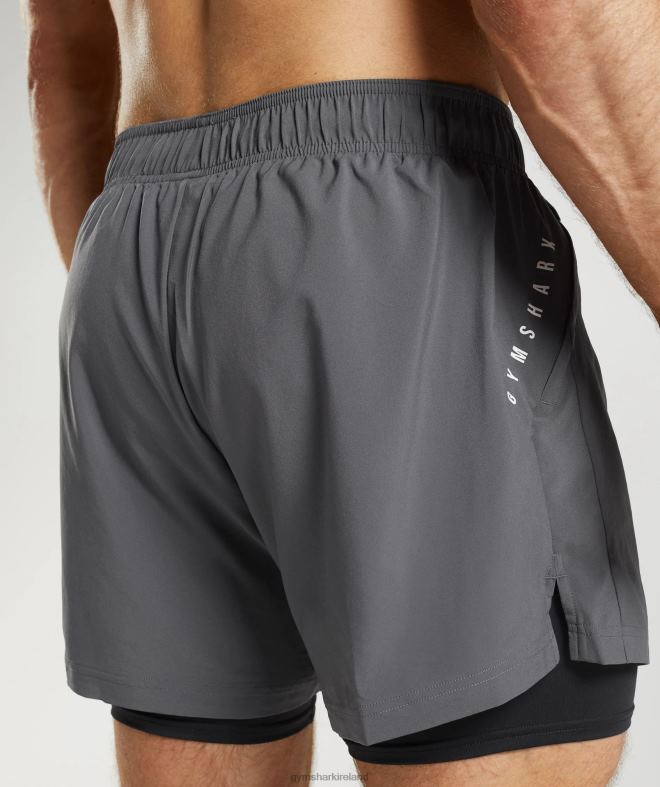 Men Sport 5 2 In 1 Shorts 8004D551 Gymshark Silhouette Grey/Black