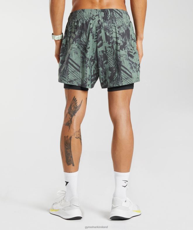 Men Sport 5 2 In 1 Shorts 8004D565 Gymshark Willow Green/Black