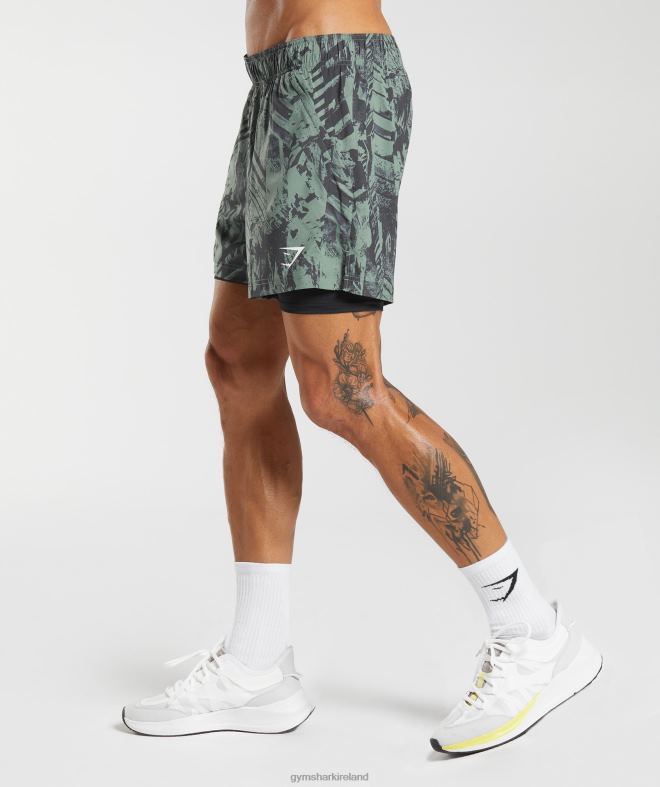 Men Sport 5 2 In 1 Shorts 8004D565 Gymshark Willow Green/Black