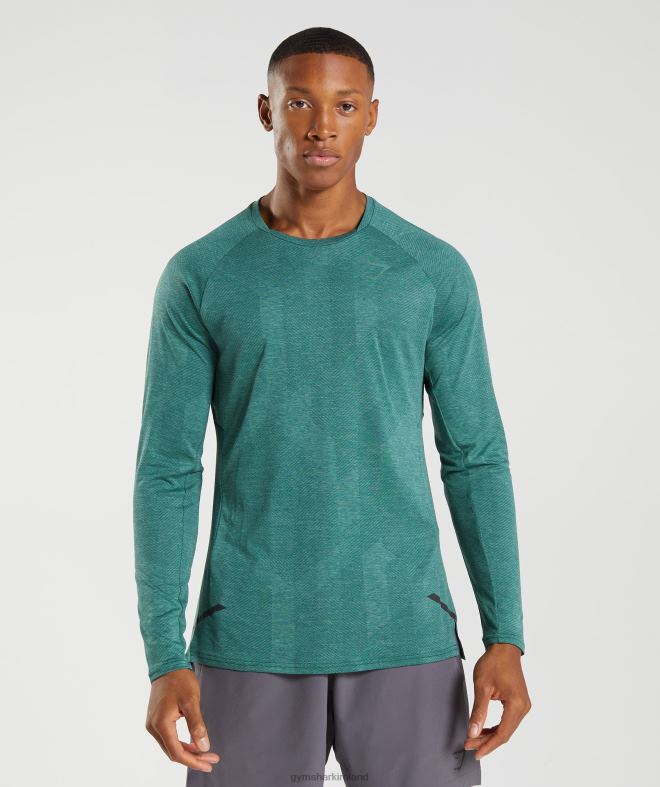 Men Apex Long Sleeve T-Shirt 8004D608 Gymshark Woodland Green/Hoya Green