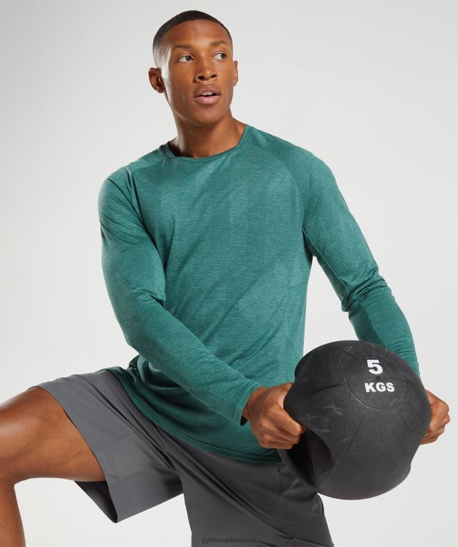 Men Apex Long Sleeve T-Shirt 8004D608 Gymshark Woodland Green/Hoya Green