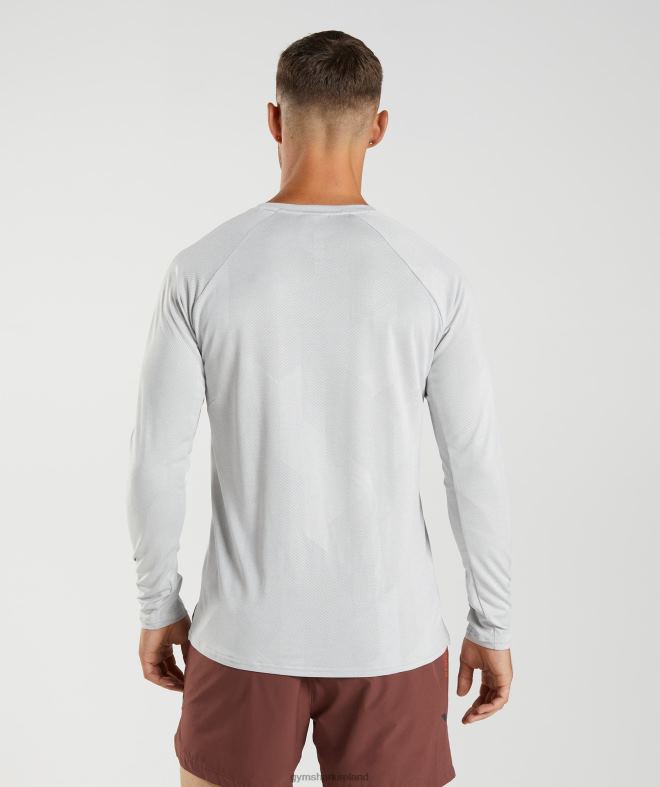Men Apex Long Sleeve T-Shirt 8004D613 Gymshark Light Grey/White