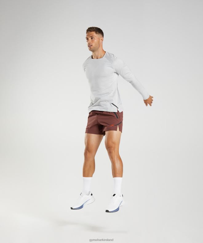 Men Apex Long Sleeve T-Shirt 8004D613 Gymshark Light Grey/White