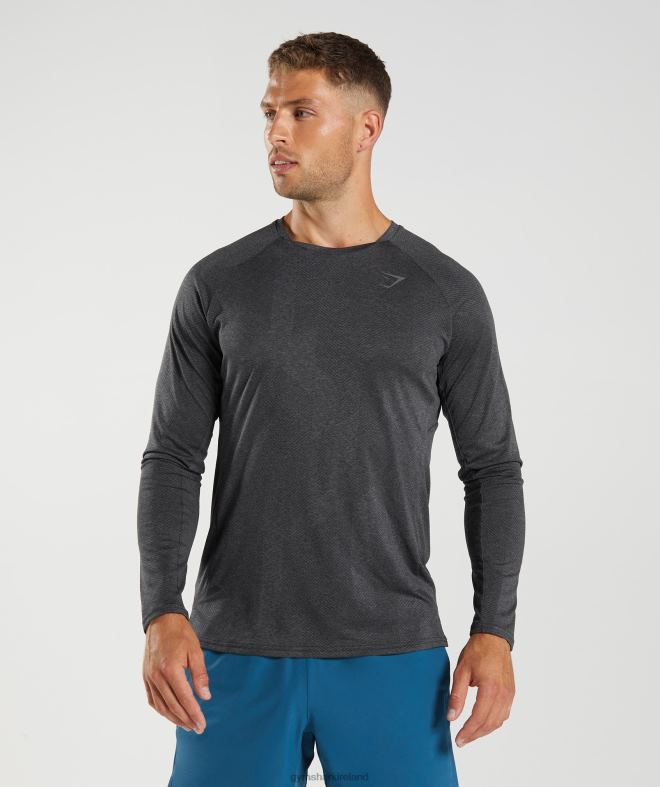 Men Apex Long Sleeve T-Shirt 8004D653 Gymshark Black/Silhouette Grey