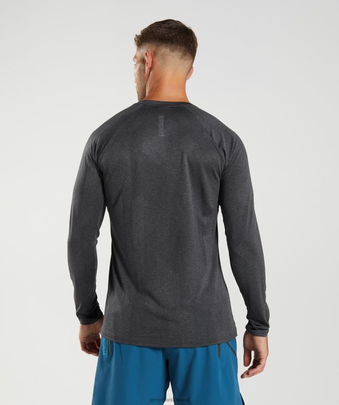 Men Apex Long Sleeve T-Shirt 8004D653 Gymshark Black/Silhouette Grey