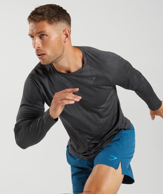 Men Apex Long Sleeve T-Shirt 8004D653 Gymshark Black/Silhouette Grey
