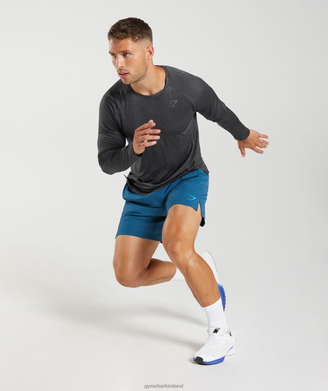 Men Apex Long Sleeve T-Shirt 8004D653 Gymshark Black/Silhouette Grey