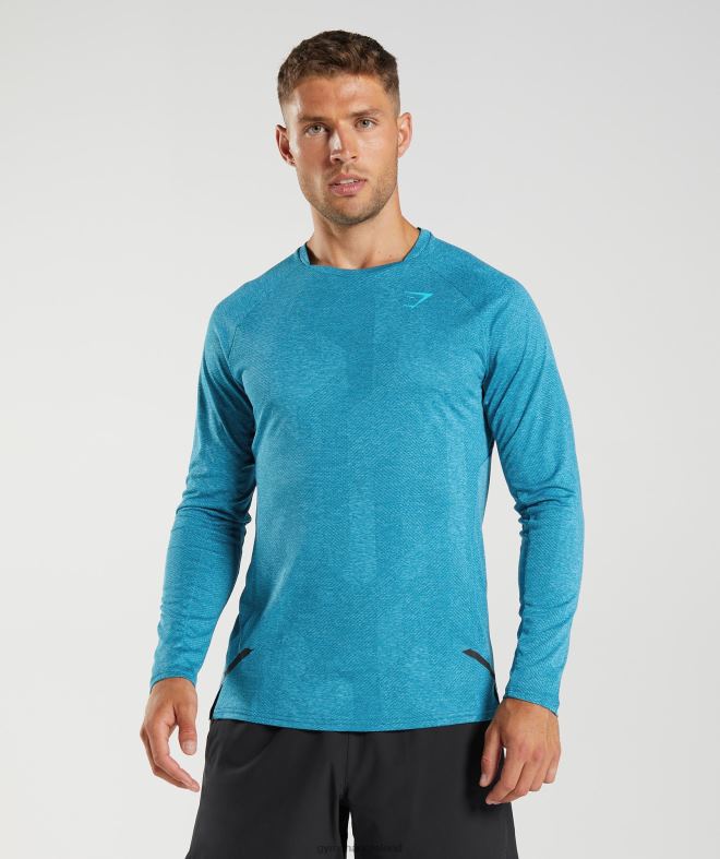 Men Apex Long Sleeve T-Shirt 8004D672 Gymshark Atlantic Blue/Shark Blue