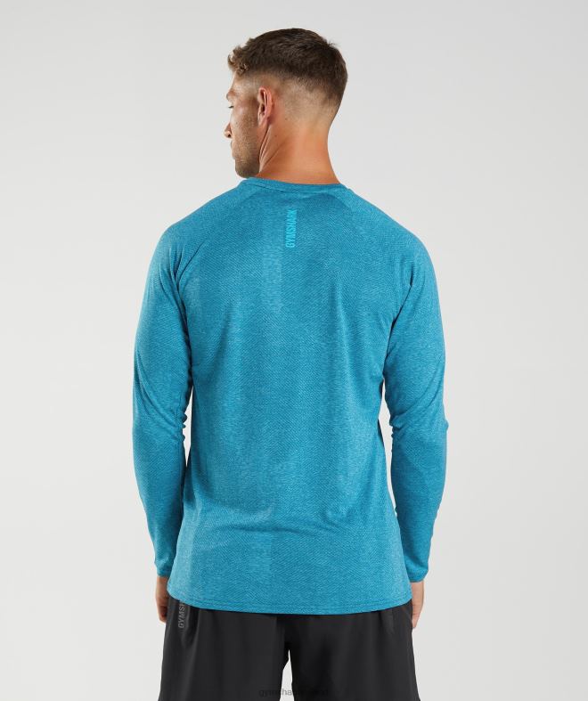 Men Apex Long Sleeve T-Shirt 8004D672 Gymshark Atlantic Blue/Shark Blue