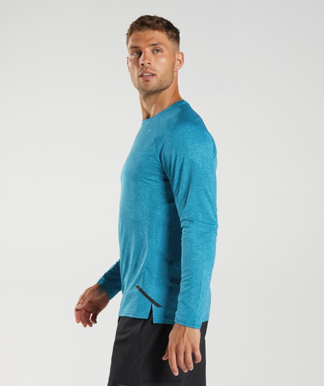 Men Apex Long Sleeve T-Shirt 8004D672 Gymshark Atlantic Blue/Shark Blue