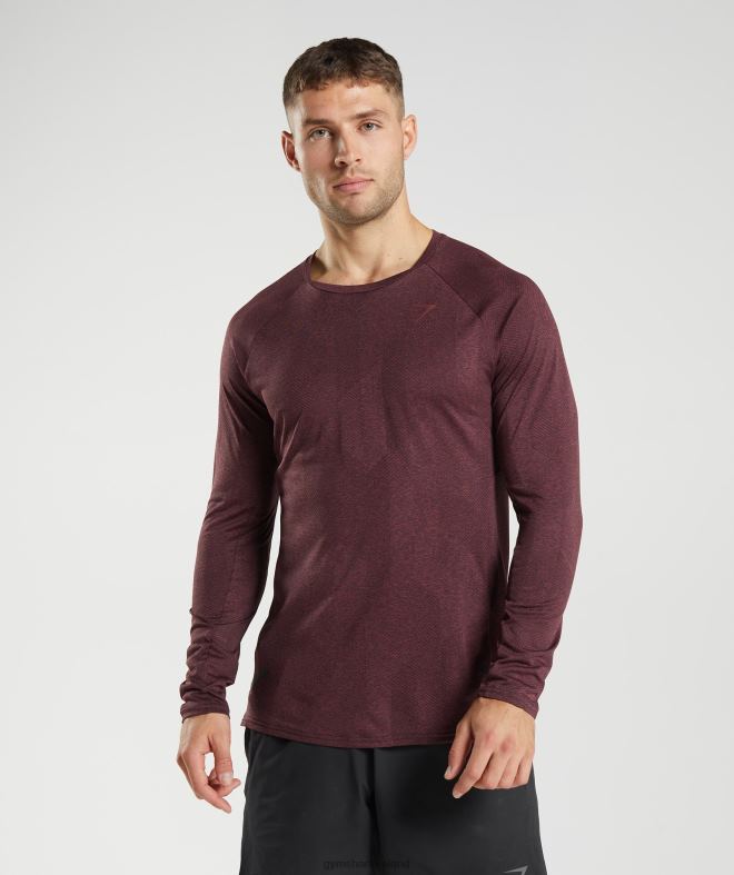 Men Apex Long Sleeve T-Shirt 8004D687 Gymshark Cherry Brown