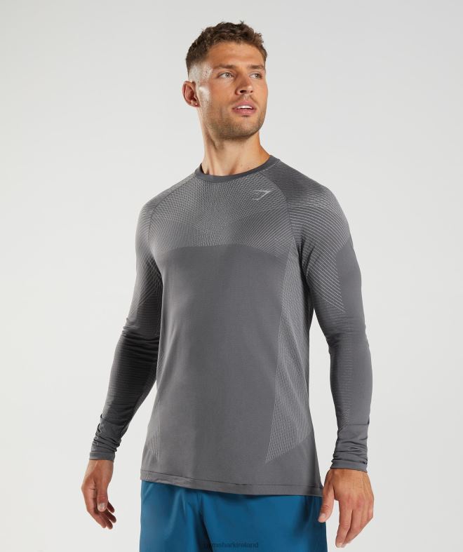 Men Apex Seamless Long Sleeve T-Shirt 8004D630 Gymshark Silhouette Grey/Smokey Grey